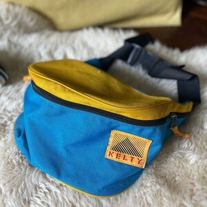 Vintage 90s Kelty blue and yellow day pack oversized fanny pack large capacity